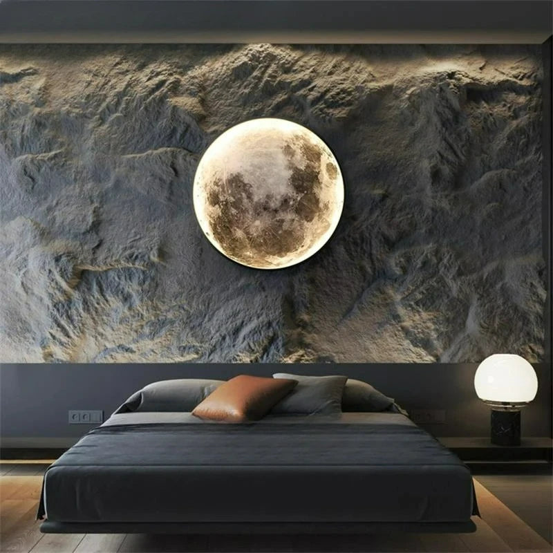 Modern Minimalist LED Moon Wall Lamp Indoor Lighting for Bedroom Background Wall Living ROOM Decorative Bedside Lights