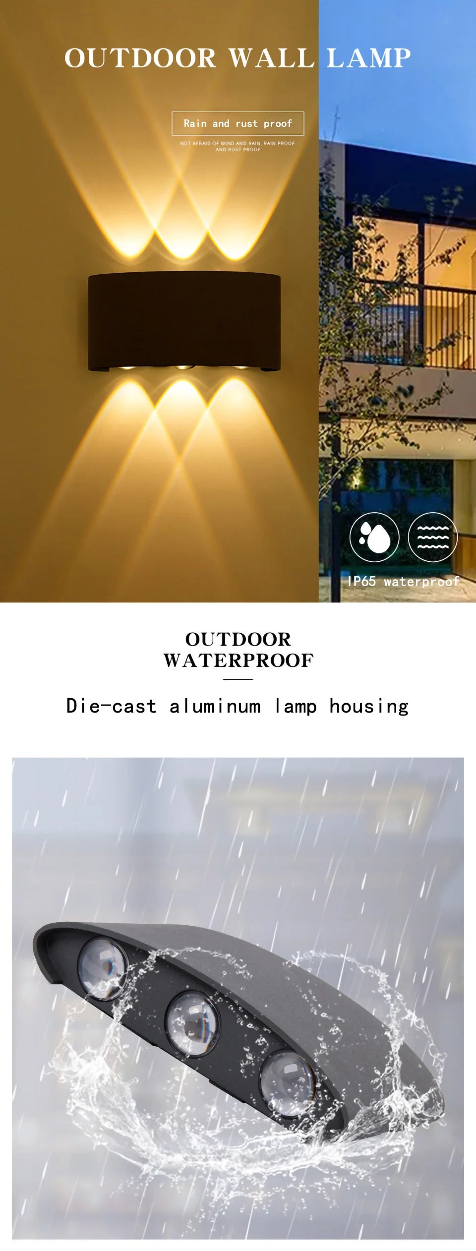 Modern style LED light source outdoor waterproof IP65 plastic garden lighting indoor bedroom living room staircase wall lamp