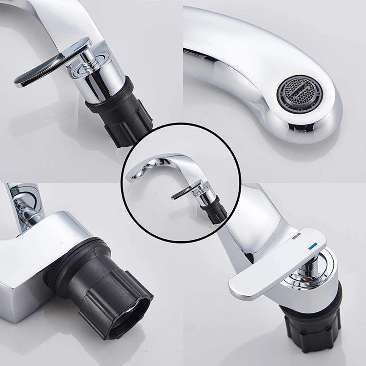 Luxury Bathroom Faucet Curve Single Handle Wash Basin Sink Faucet Hot And Cold Water Sink Mixer Tap Brass Deck Mounted Torneira
