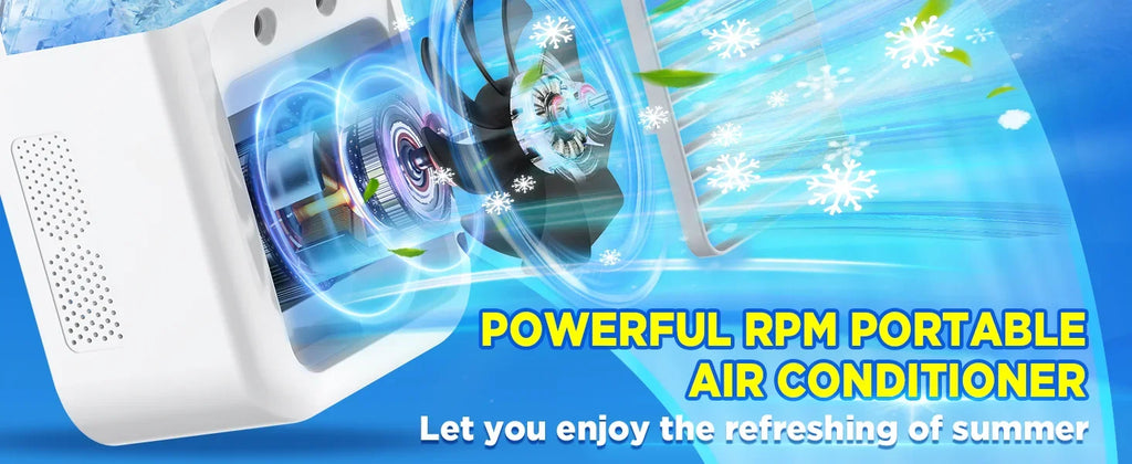 Portable Air Conditioners,3-In-1 Cooling Fan Air Conditioner with 2-Speed,Built-In 1800mah Battery,Air Cooler for Home&Outdoor
