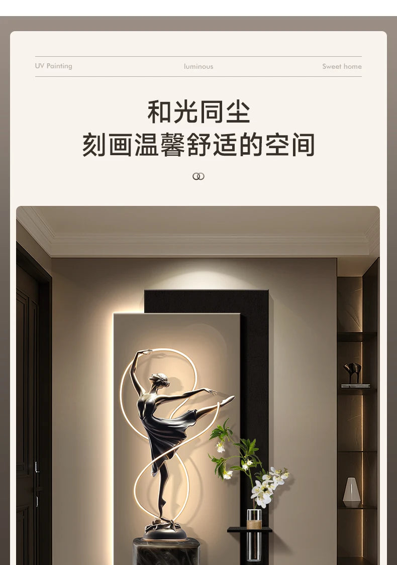 Modern light luxury entrance door, foyer decoration painting, high-end feeling, corridor corridor hanging painting, hydroponic g