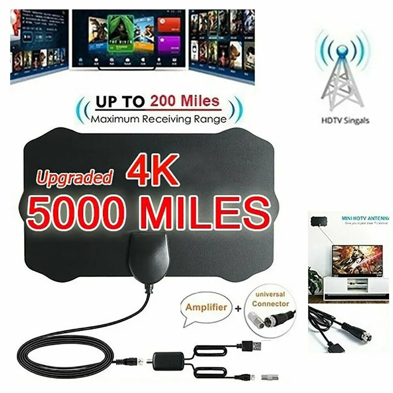 4K Indoor Digital TV Antenna Full HD HDTV Antena DVB-T/T2 DVBT2 Cable TV Antena 500 Miles UHF VHF DTV Antennas Aerial For Car RV