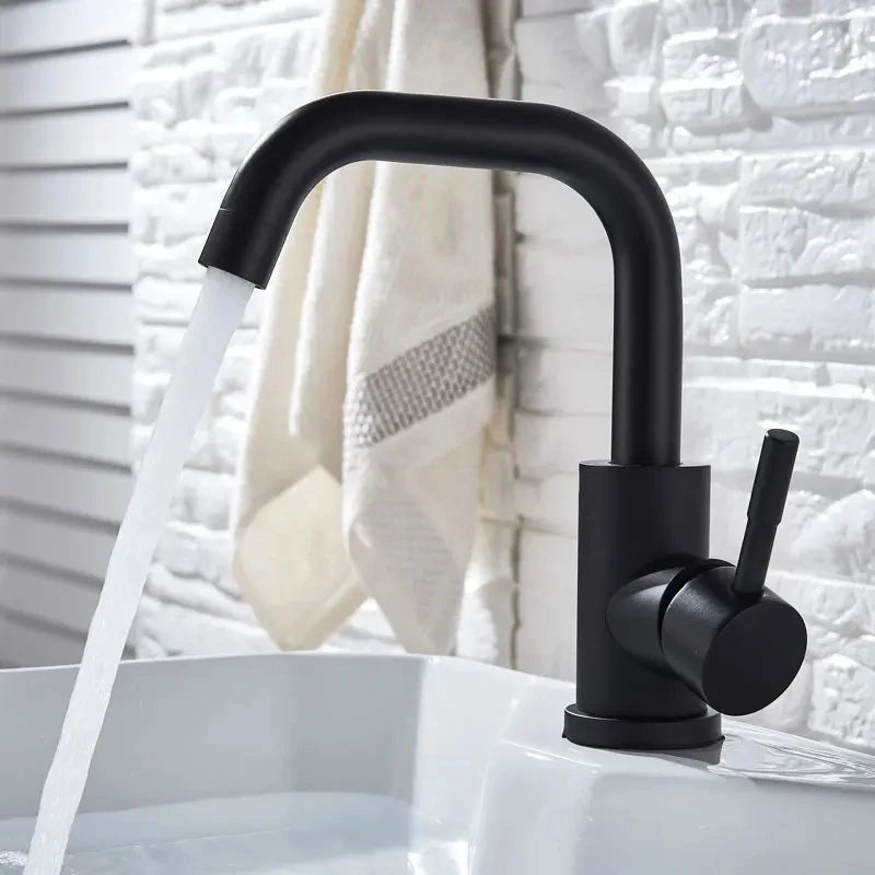 304 stainless steel bathroom basin faucet hot and cold wash mixer faucet 360 rotating sink faucet bathroom single handle faucet