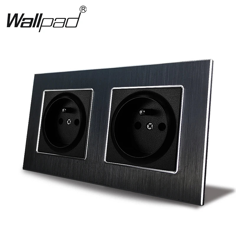 Euro USB Type-C Socket Black Matte Metal Panel Double Triple Electrical Wall SocketS EU Type A+C Outlet with Cap Cover Round Box