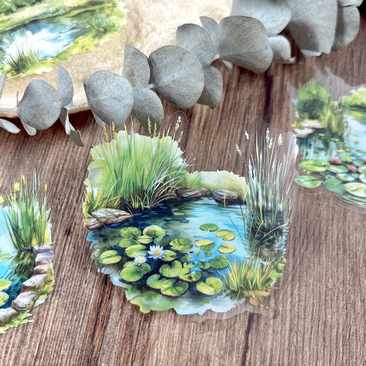 10 pcs Large Size Pond and Lake Landscape Stickers For DIY Scrapbooking Planner Collage Diary Supplies Sticker Stationery