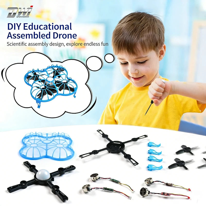 2.4G DIY Assembled Drone  Interactive Training Quadcopter D34  With Fixed Height Light For Science Education Toy Kids Gifts