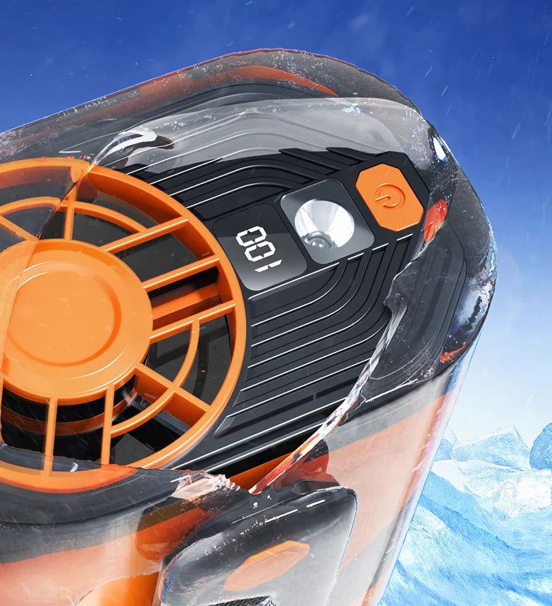 Waist-mounted electric fan with digital display, portable, suitable for outdoor travel, low noise, strong wind, neck-hanging fan