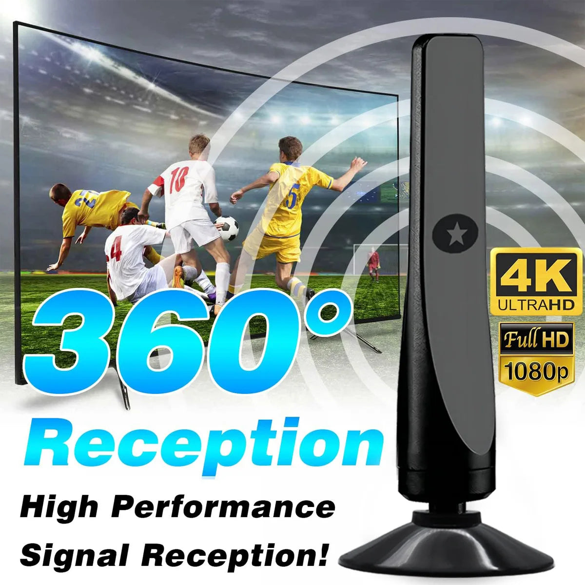 Indoor and outdoor high-definition ground wave digital TV antenna HDTV antenna supports DVB-T/T2, ISDB-T, DMB-T/H, ATSC