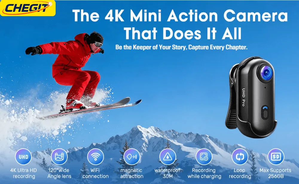 4K HD Motorcycle Mini Recorder Finger WIFI Action Camera Lightweight POV Motorcycle Road Sport Cam Bicycle Vlog Pet Body Camera