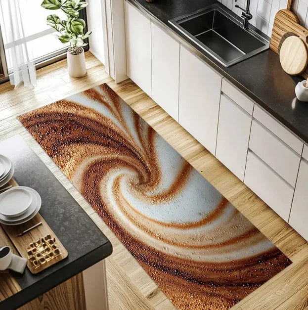 Coffee Time Kitchen Rug Brown Modern Runner Non Slip Kitchen Rug Kitchen Rug Kitchen Runner Rug Coffee Pattern Rug Brown Rugs