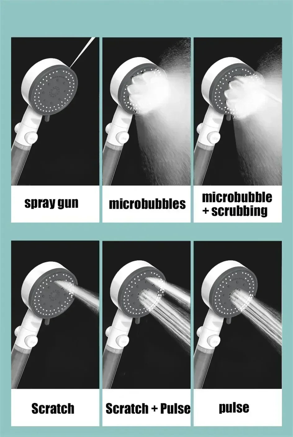 Bathing Showerhead Filtered Purify Water Filter One-Key on OFF Massage 10 Spray Modes High Pressure Shower Head Bath Accessory