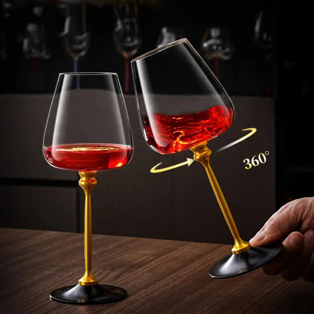 Unique Clear Rotating Glass Wine Glasses Ergonomic Holder Thickened Base Crystal Goblet 500ml Wine Decanter Glass Cup Whiskey