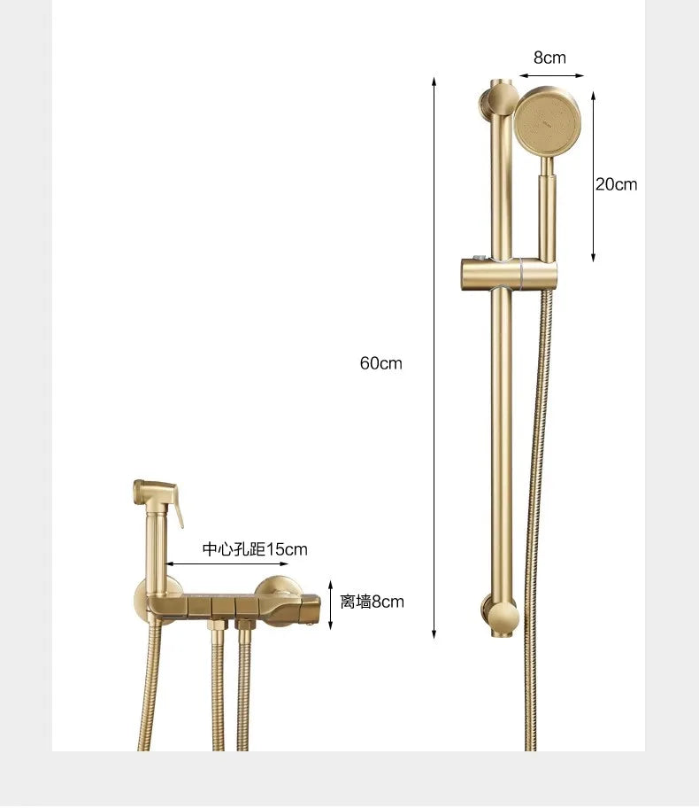 Tuqiu Brushed Gold Bathroom Shower Faucet Set Wall Mounted Shower Faucet, Bathroom Cold and Hot Bath and Shower Mixer Taps Brass