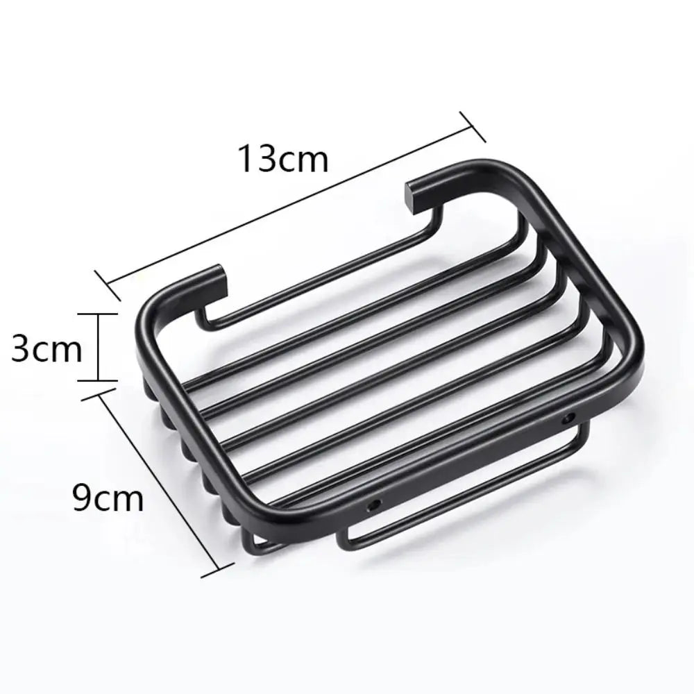 Drill Free Wall-mounted Soap Holder Sponge Dish Holder No Drilling Aluminum Adhesive Soap Dish Holder Rack Metal Soap Holder