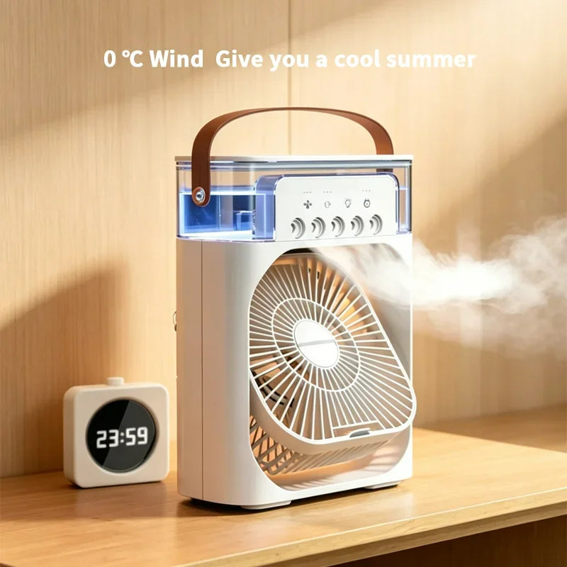 3 in 1 Fan Air Conditioner Household Mini Air Cooler LED Night Light Portable Humidifier Air Adjustment Fan Office Home Fan