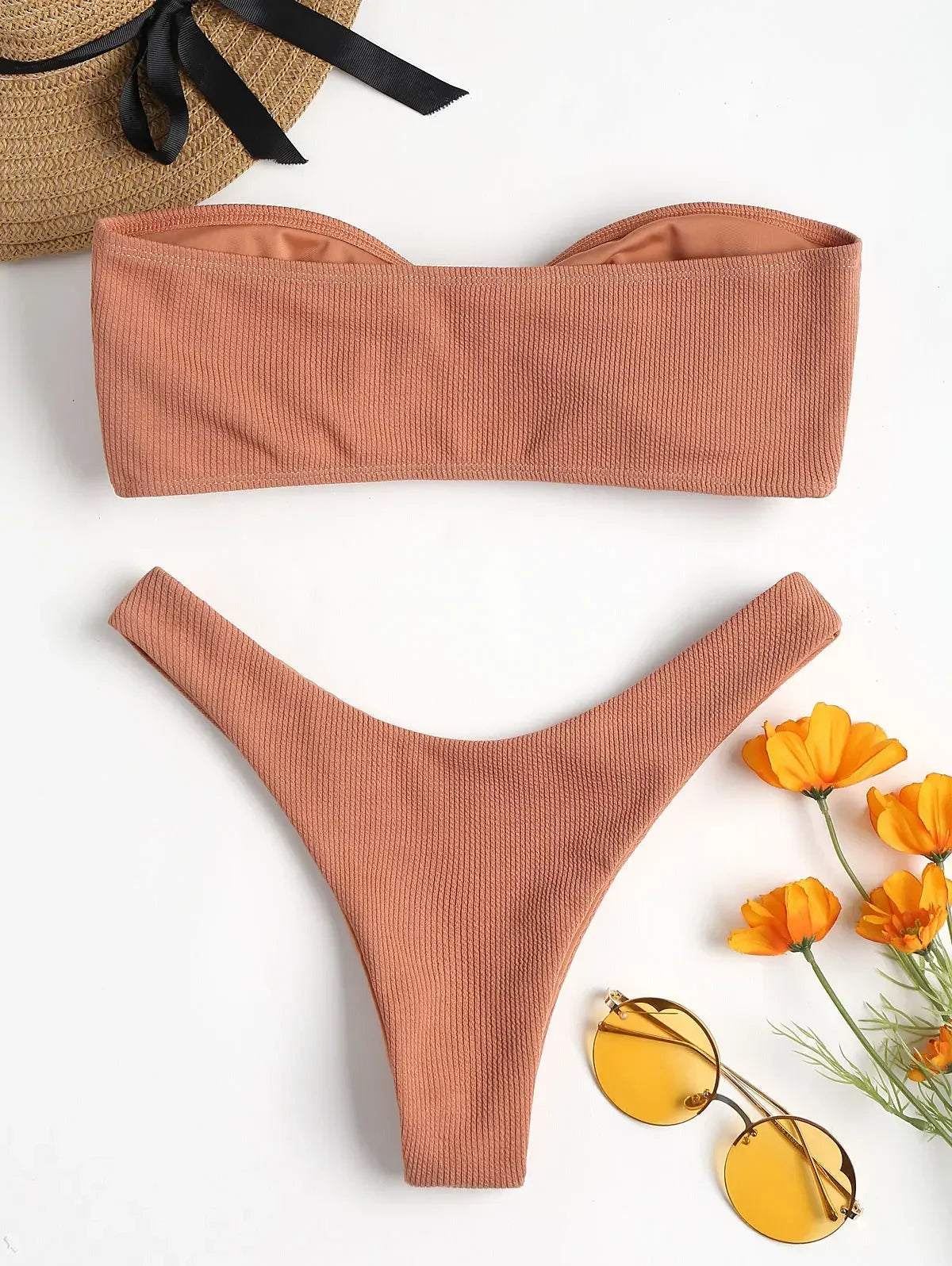 Sexy Bikini Bottoms Women's 2025 Swimsuit Low Waisted Bottom Solid Color Swimwear Thong Beachwear Brazilian Bathing Suit Summer
