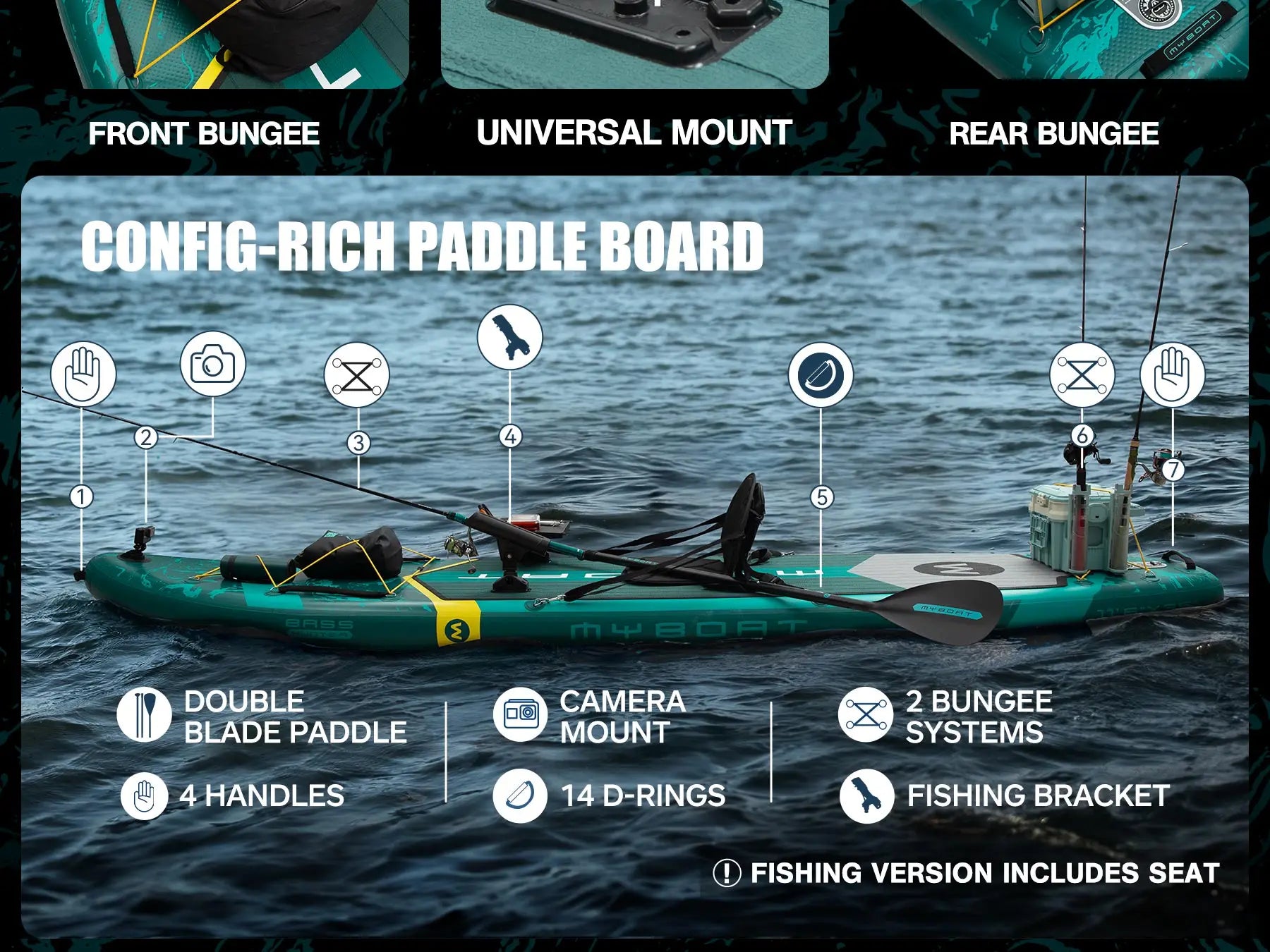 Myboat SUB Waterproof Inflatable Paddle Board 11'6''x35''x6''Adult Standing Style Aquatic Fishing With Accessories SUP сапборд
