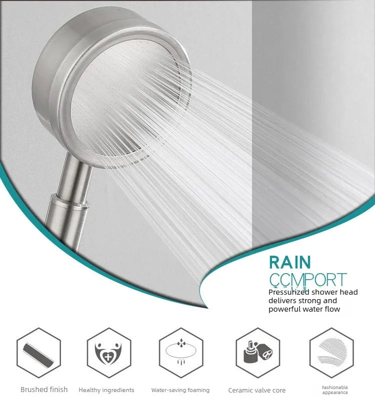 304 Stainless Steel Surface Shower Set Hot and Cold Switch Brushed Water Mixing Valve Faucet