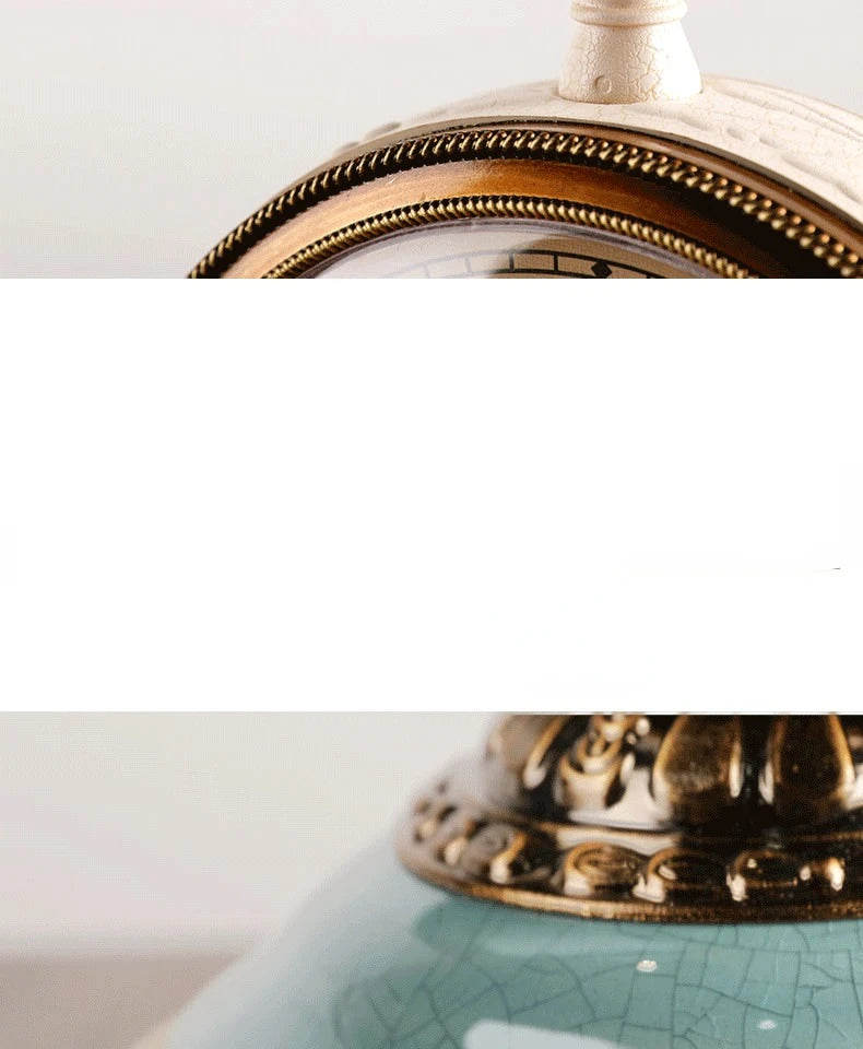 Luxury Mechanical Table Clock Silent Watch Desk Clock Living Room Desktop Retro Moon Table Decoration & Accessories Gift