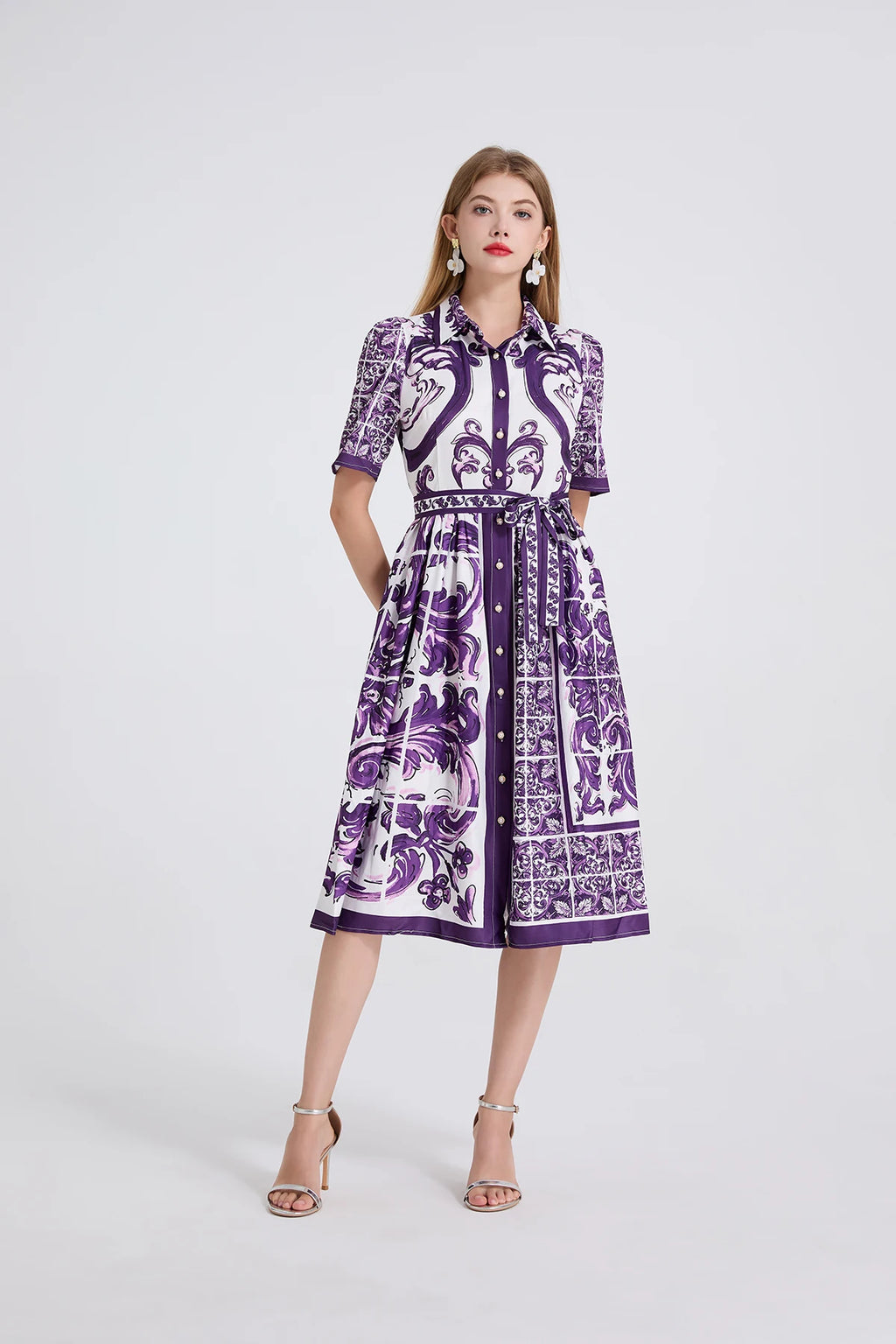 Summer Holiday Yellow Paisley Print Shirt Dresses Women's Turn Down Neck Short Sleeve Belt High Waist Beach Party Vestidos
