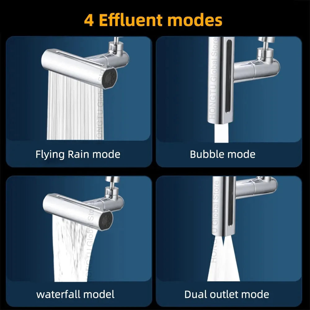 4 Mode Real Waterfall Kitchen Faucet Extension Adapter for Bathroom Basin Aucets Bubbler Nozzle Waterfall Sprayer Tap Fit Shower