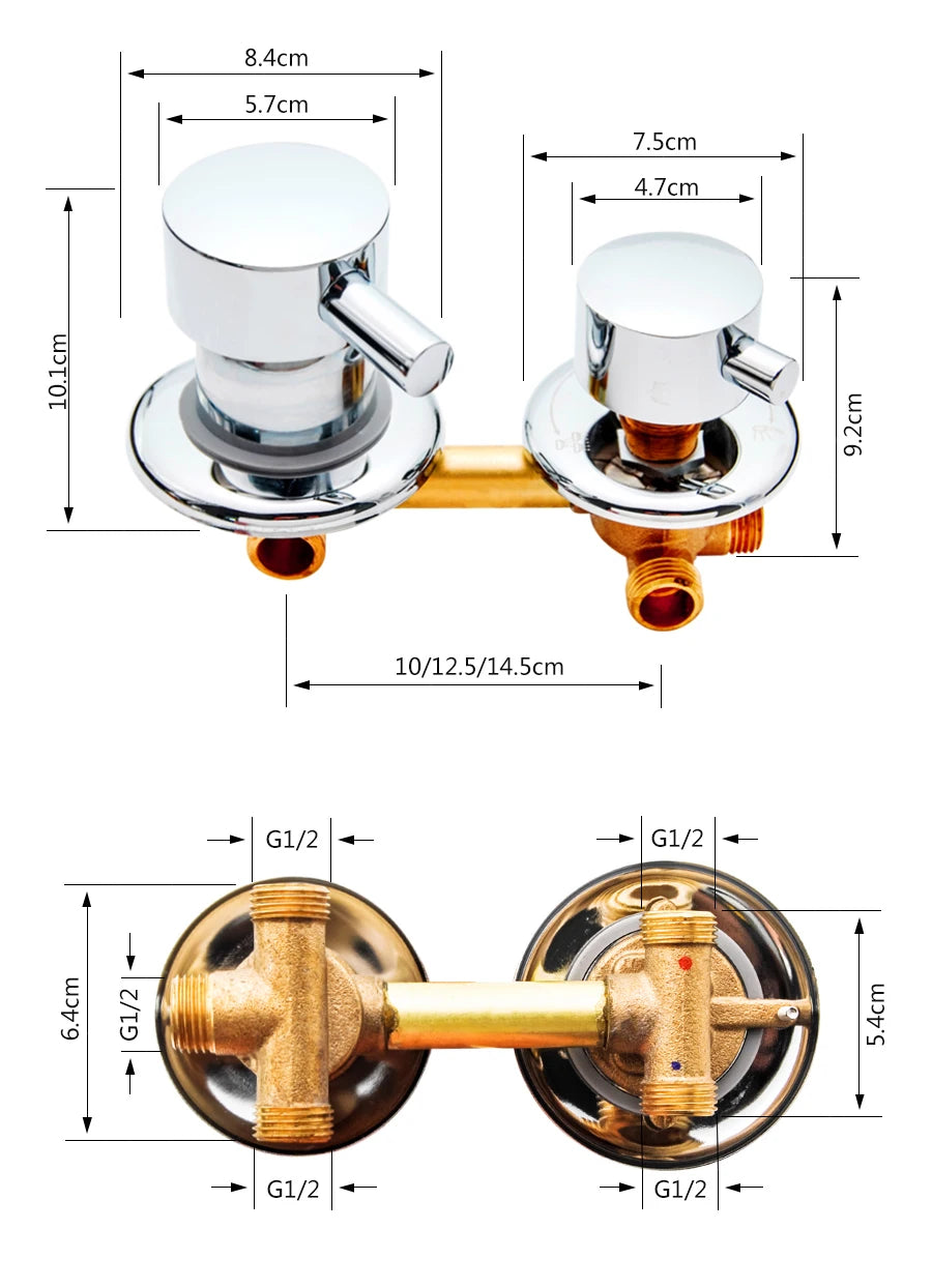 2/3/4/5 Ways Water Outlet Screw Thread Center Distance 10cm  Mixing Valve Brass Bathroom Shower Mixer Faucet Tap Cabin
