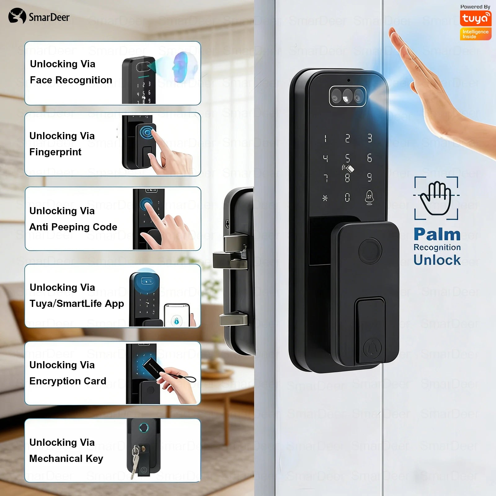 Outdoor waterproof fingerprint lock, facial recognition intelligent door lock, outdoor door electronic lock with anti-theft code