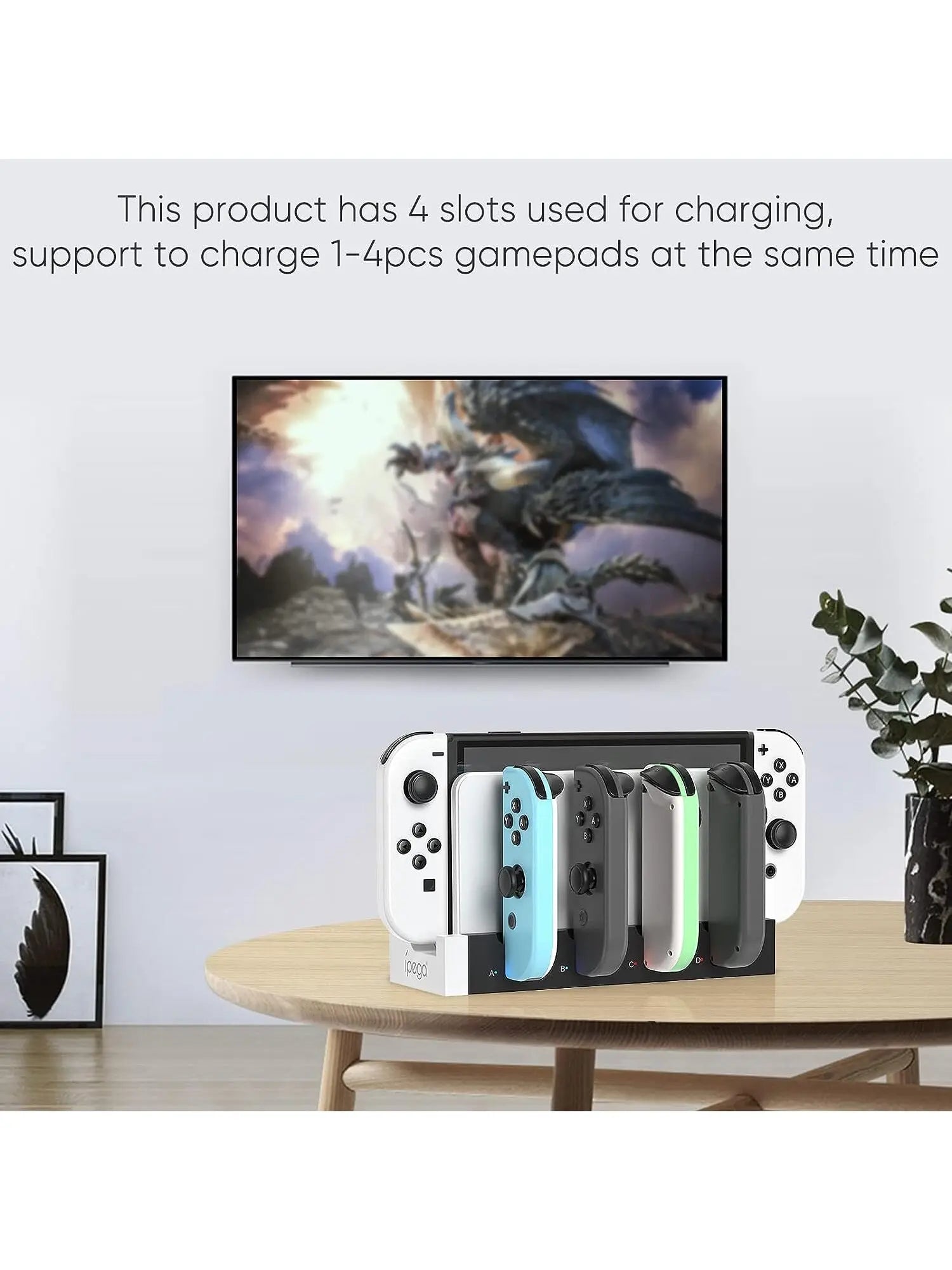 IPEGA PG-9186 Charging Dock for Switch&OLED,Charges Up to 4 Controllers,Compatible with Switch and OLED,Hot-Selling 4-port Stand