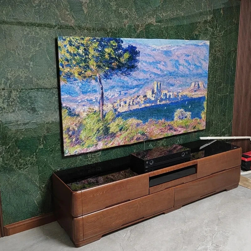 TV Screen Dust Proof Cover Landscape Pattern TV Monitor Cover 32-75 inch High Elastic LCD Protector Cloth