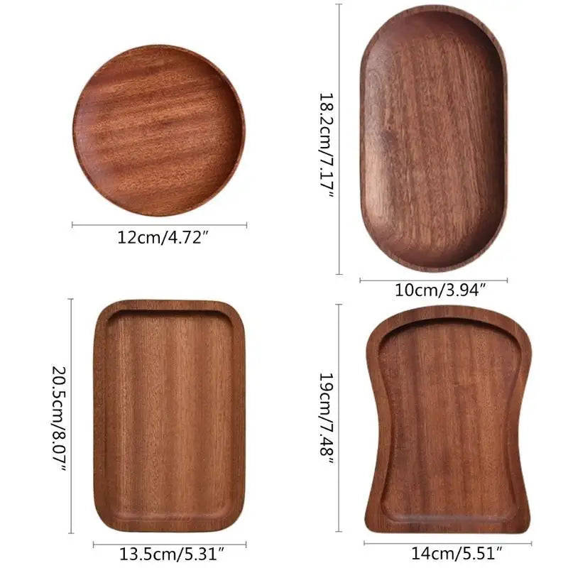 G6KF Wooden Dinner Breads Plates Fruit Display Dishes Tea Tray for Kitchen