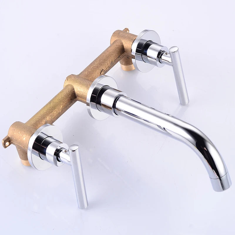 BAKALA Brass Matte Black Bathroom Sink Faucet Tap Hot Cold Wash Basin Water Swivel Spout Wall Mounted Bath Mixer