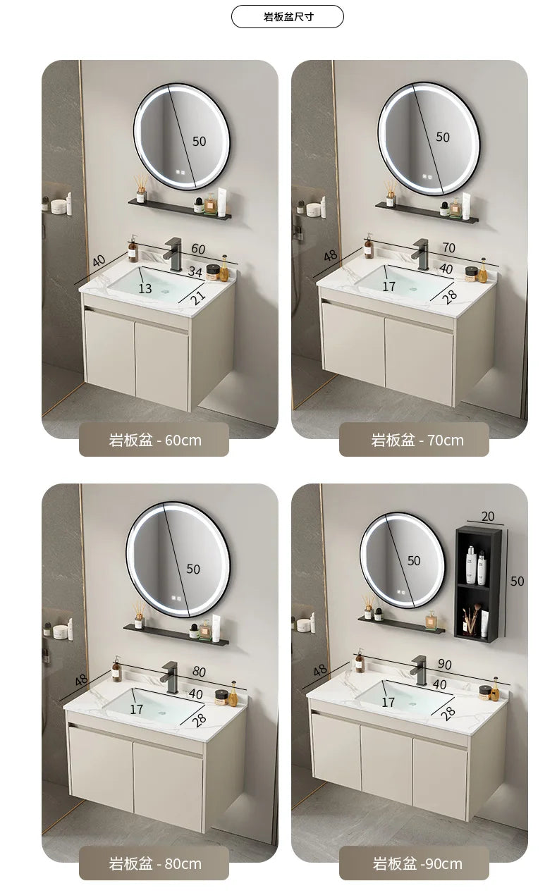 Wall Basin Bathroom Cabinet Set Sink Mirrors Shelves Bathroom Cabinets Storage Organizer Mobile Bagno House Accessories