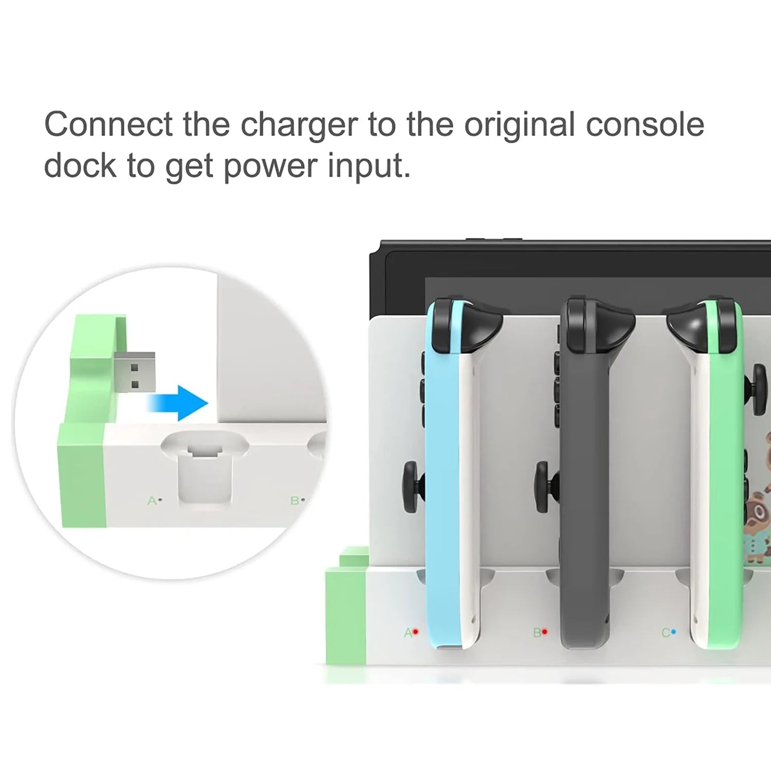 IPEGA PG-9186 Charging Dock Station for Switch&OLED - Charges Up To 4 Controllers, Compatible with Switch and OLED Model