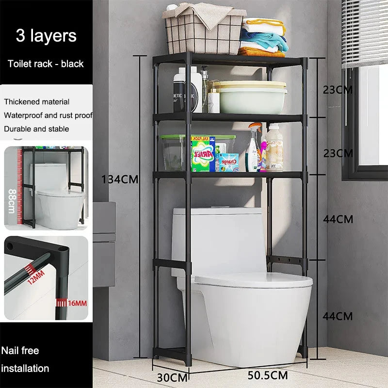 Over The Toilet Storage Rack Multilayer Perforation-Free Washing Machine Shelf Kitchen Rack Floor Standing Bathroom Accessories