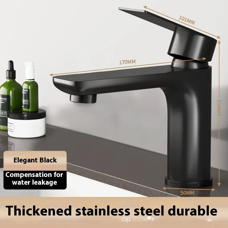 ZEXEF 304 Stainless Steel Bathroom Faucet and Shower Combined Wash Basin Mixer Tap Only Hot Cold Single Deck Mounted Lavatory