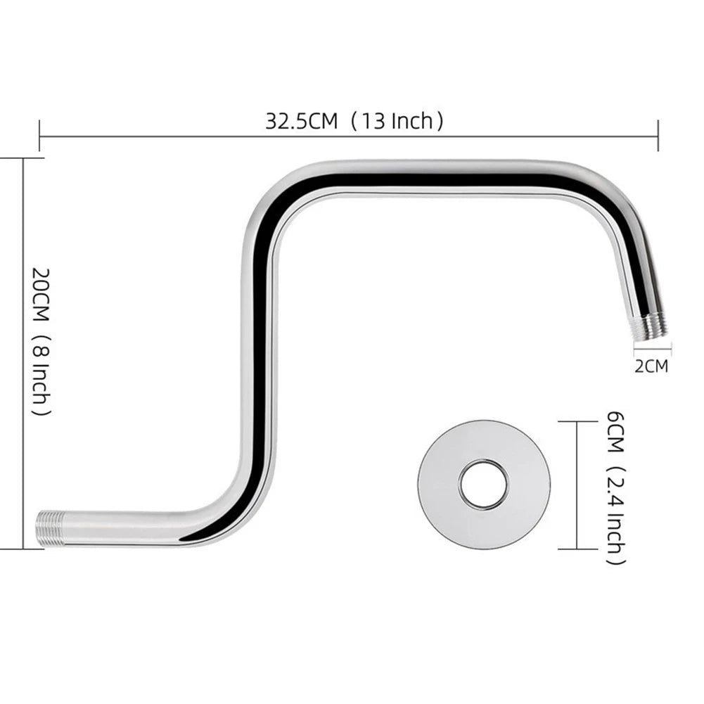 13 Inch Wall Mounted Shower Arms Stainless Steel Shower Head Extension Silver Black Bathroom Hardware Shower Head Bar
