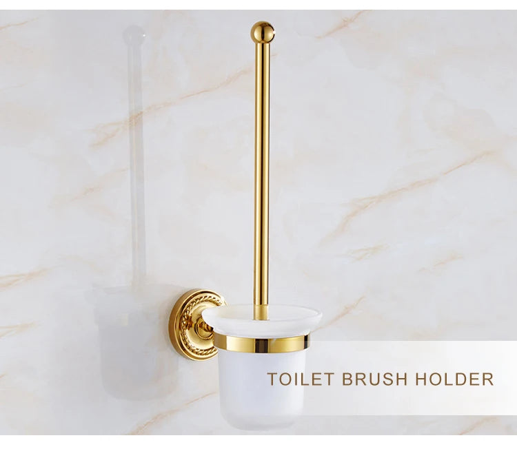 Luxury Gold Brass Bathroom Accessories Set,Robe hook,Paper Holder,Towel Bar,Towel Ring,bathroom sets, Gold Towel Rack,Soap Dish