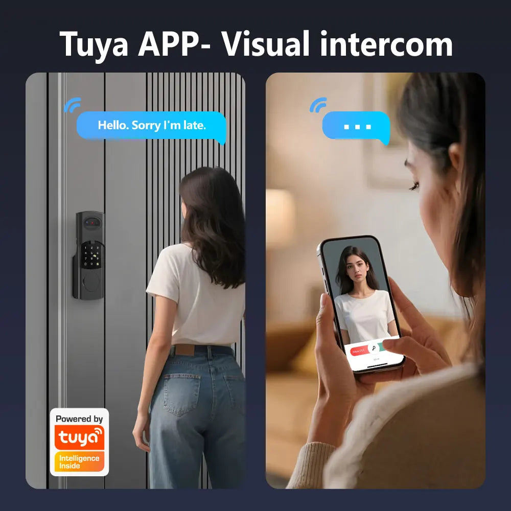 Tuya Smart WiFi Waterproof 3D Face Door Lock Double Fingerprint Unlock for Home Security Apartment Villa/Hotel Office PST-V8-2F