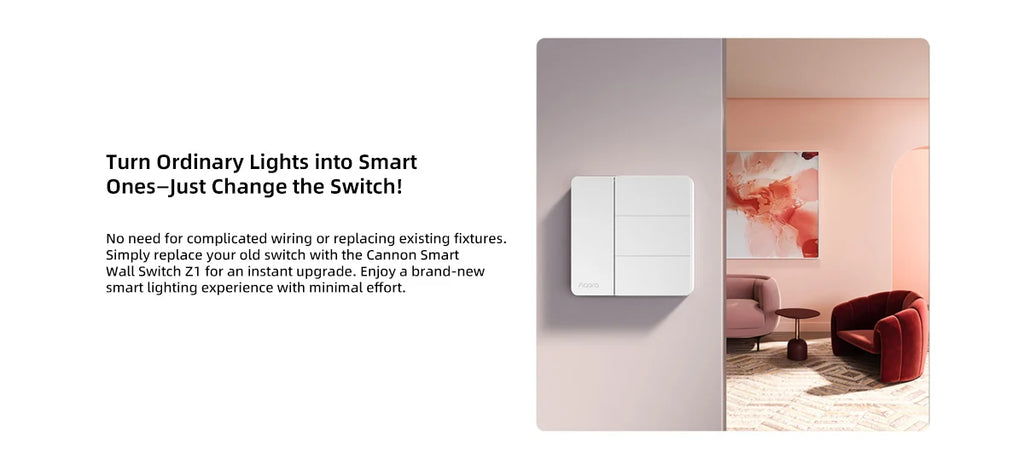 Aqara Z1 Smart Wall Switch ZigBee 3.0 More Control Switch Single Live/Neutral Wire Key Light Button for Smart Home HomeKit APP