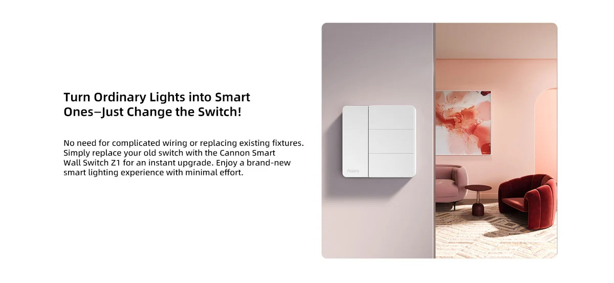 Aqara Z1 Smart Wall Switch ZigBee 3.0 More Control Switch Single Live/Neutral Wire Key Light Button for Smart Home HomeKit APP