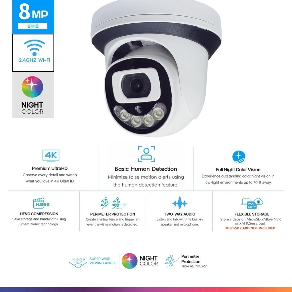 8MP IP Security Camera Wifi Indoor Surveillance Home Protection CCTV 4/5MP Dome Wireless Camera Video Indoor Wi-Fi XM ICSee Ca