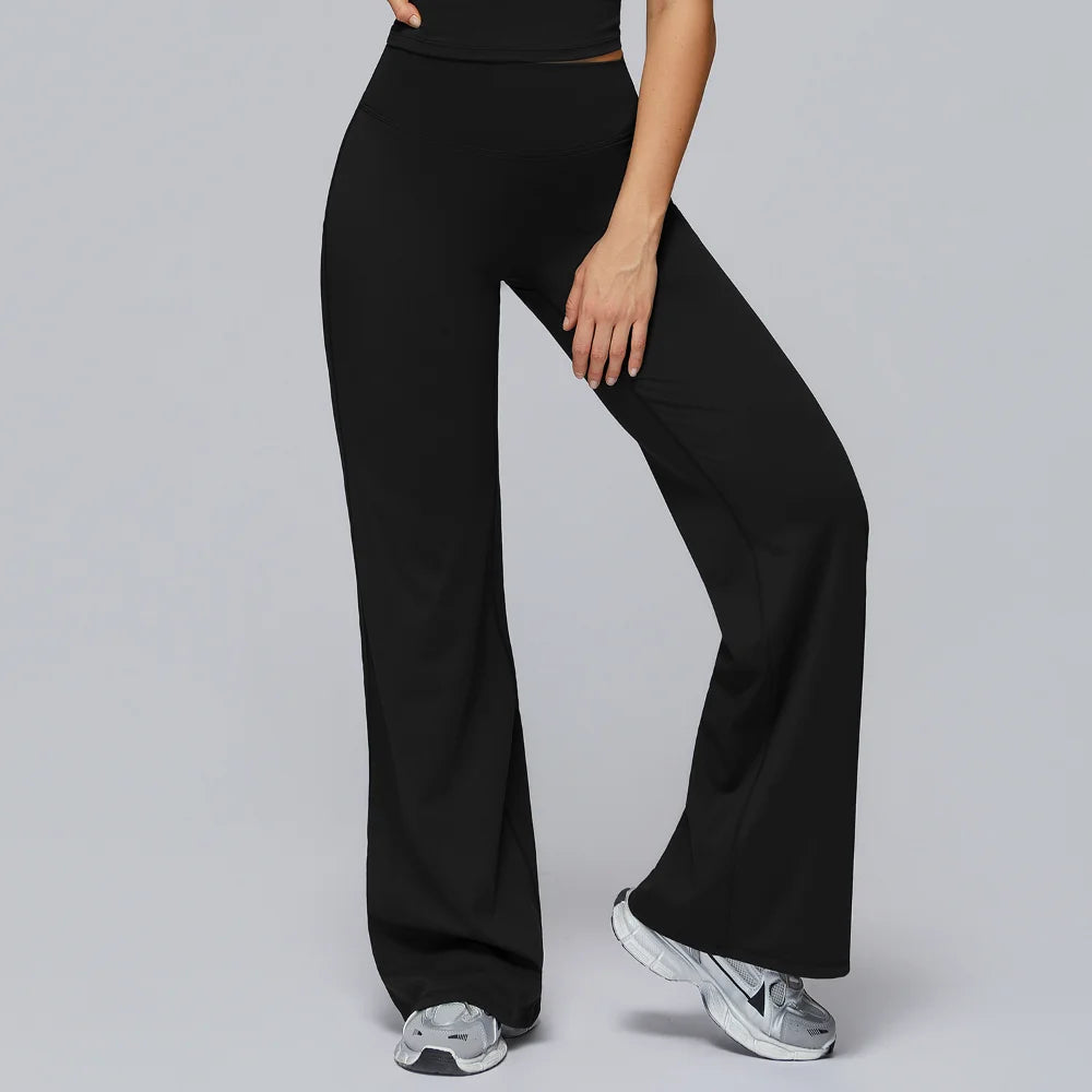 Women's Sports Yoga Pants High Waisted Straight Flared Trousers Running Fitness Sport Trousers Female Gym Casual Sports Pants