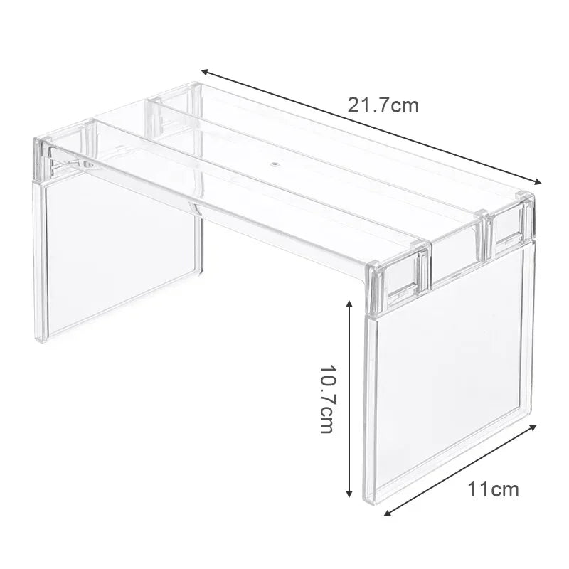 Adjustable Clear Kitchen Cabinet Organizer, Expandable Spice&Plate Storage Rack,Kitchen/Bathroom Divider Organizer for Cabinets