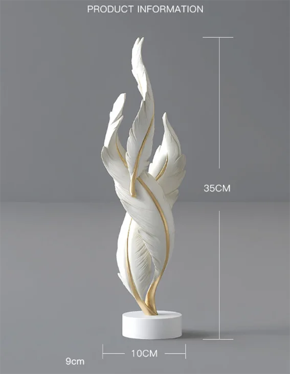 Modern Light Luxury Feather Resin Ornaments Home Living Room Wine Cabinet Figurines Decoration Store Hotel Pub Furnishing Crafts