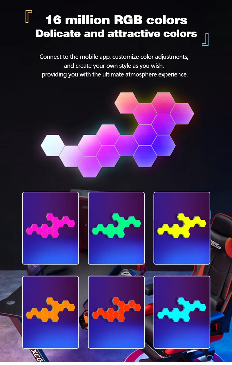 RGB Smart Quantum Lamp Tuya App Remote Control Touch Background Wall Bedroom DIY Decoration Wall Lamp Esports Atmosphere Light