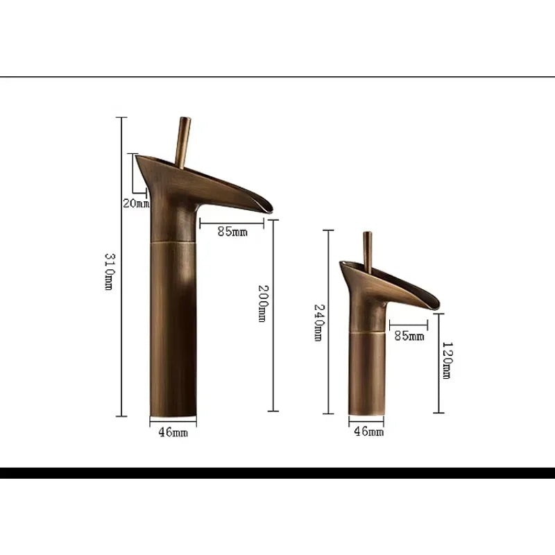 Excellent Single Lever Waterfall Basin Faucet Bathroom Faucet Brass Antique Hot and Cold bathroom Sink Mixer Wine Glass Style Ta