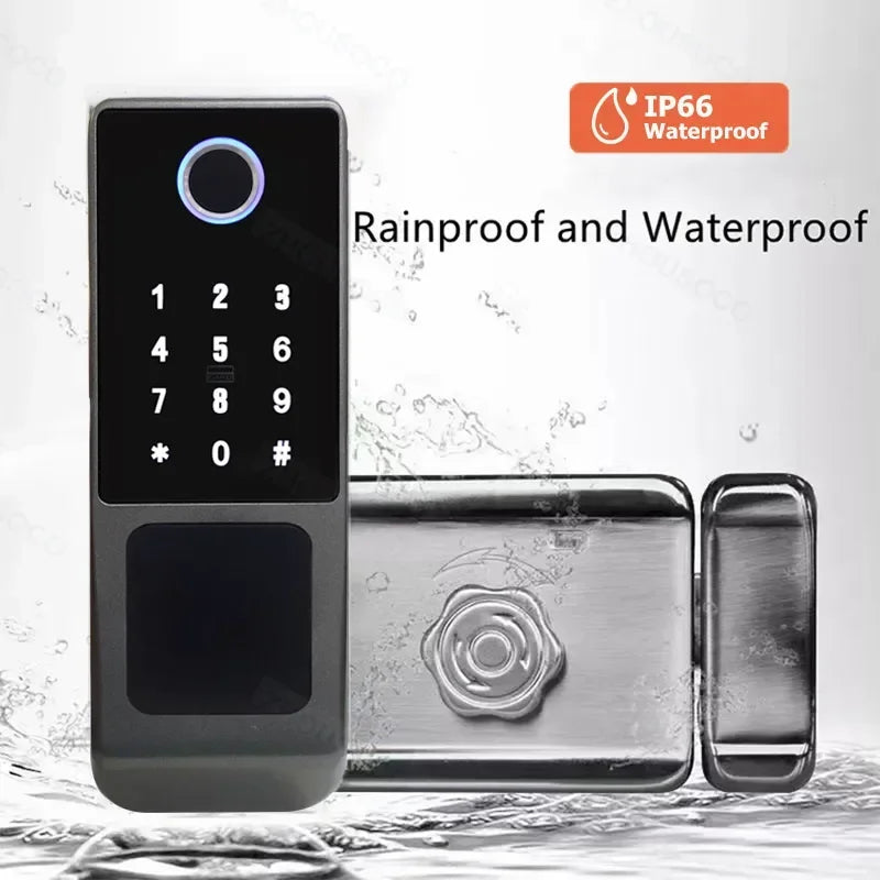 Tuya WIFI Smart Door Lock Double Side Fingerprint Lock Waterproof Outdoor Gate Passcode/IC Card /Key/Fingerprint/APP Unlock
