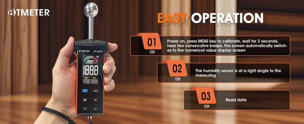 Wood Moisture Meter - Pinless Moisture Detector Measur Depth 20-40mm Non-Destructive Moisture Tester with Masonry