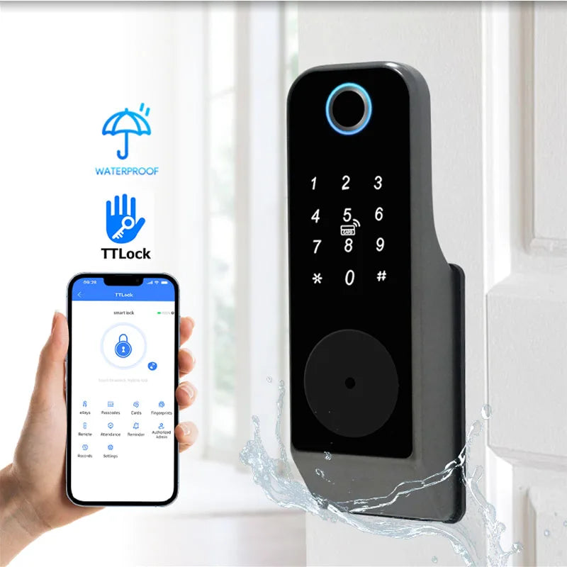 Waterproof TTLock App Outdoor Gate Fingerprint Lock Smart Door Lock Smart Bluetooth Digital APP Keypad Code Keyless Door Lock
