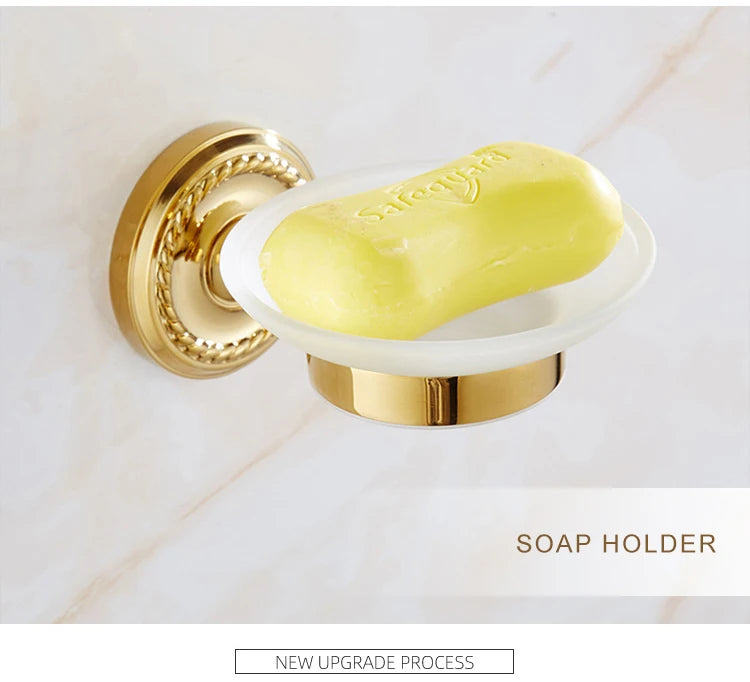 Luxury Gold Brass Bathroom Accessories Set,Robe hook,Paper Holder,Towel Bar,Towel Ring,bathroom sets, Gold Towel Rack,Soap Dish